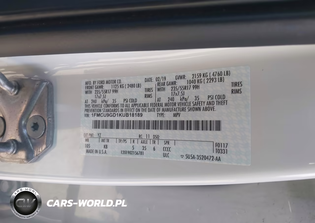 2019 Ford Escape Se VIN:1FMCU9GD1KUB18189 - 9