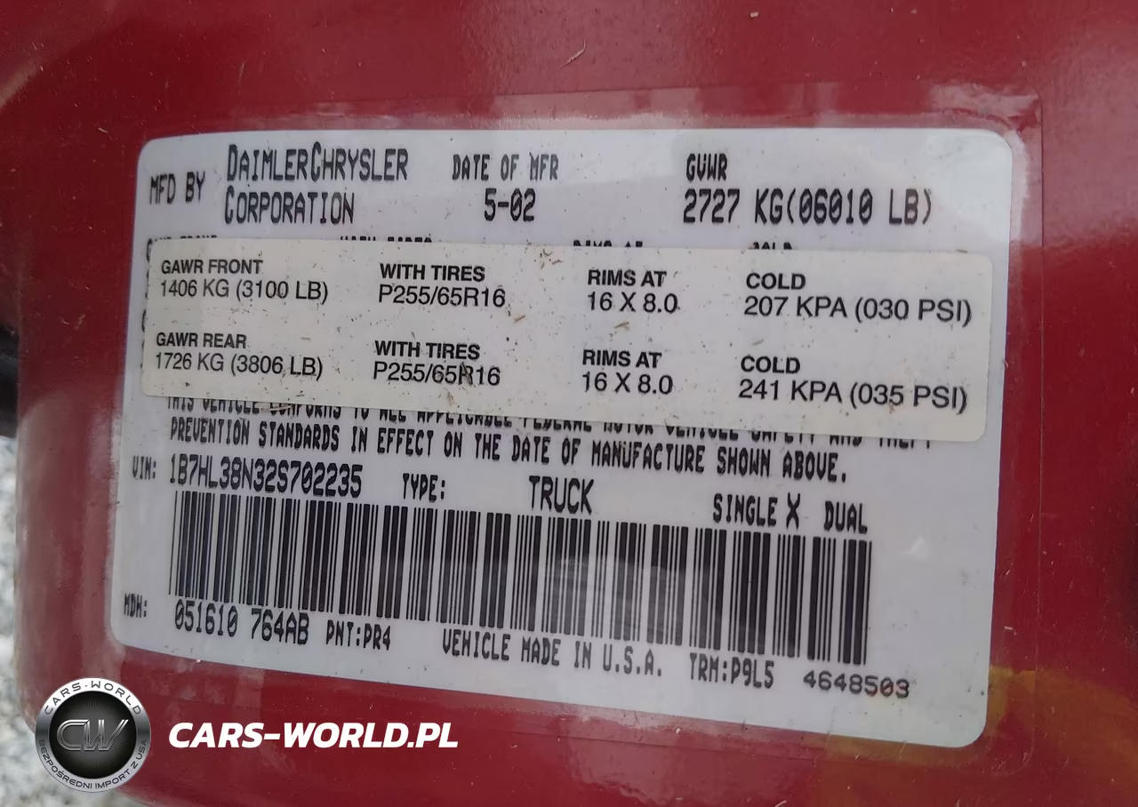 2002 Dodge Dakota Sport VIN:1B7HL38N32S702235 - 9
