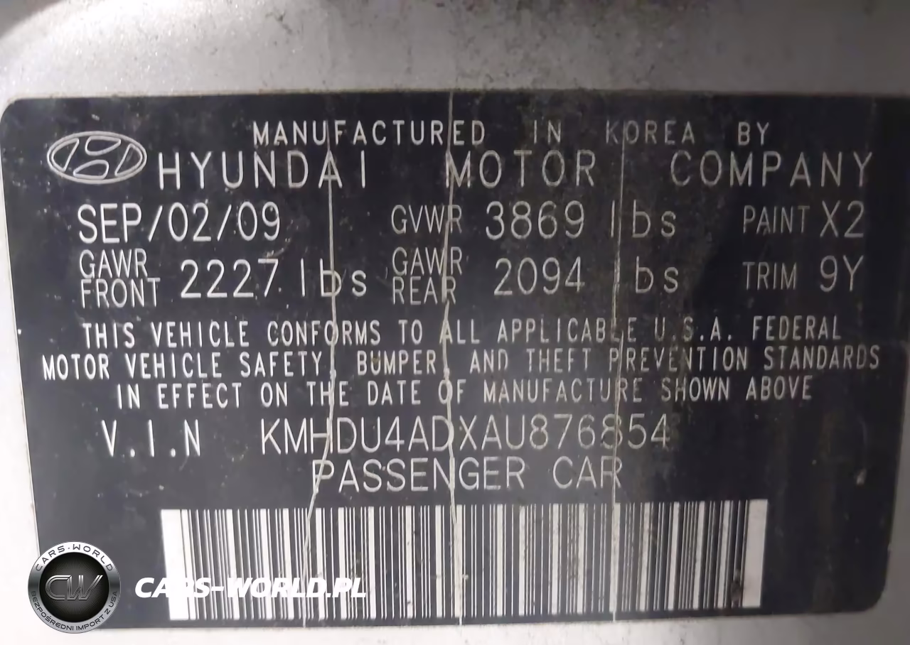2010 Hyundai Elantra Gls VIN:KMHDU4ADXAU876854 - 9