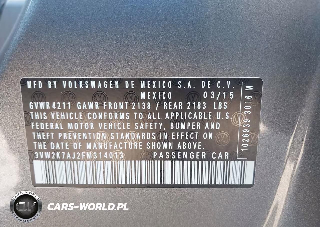 2015 Volkswagen Jetta 2.0L S VIN:3VW2K7AJ2FM314013 - 9