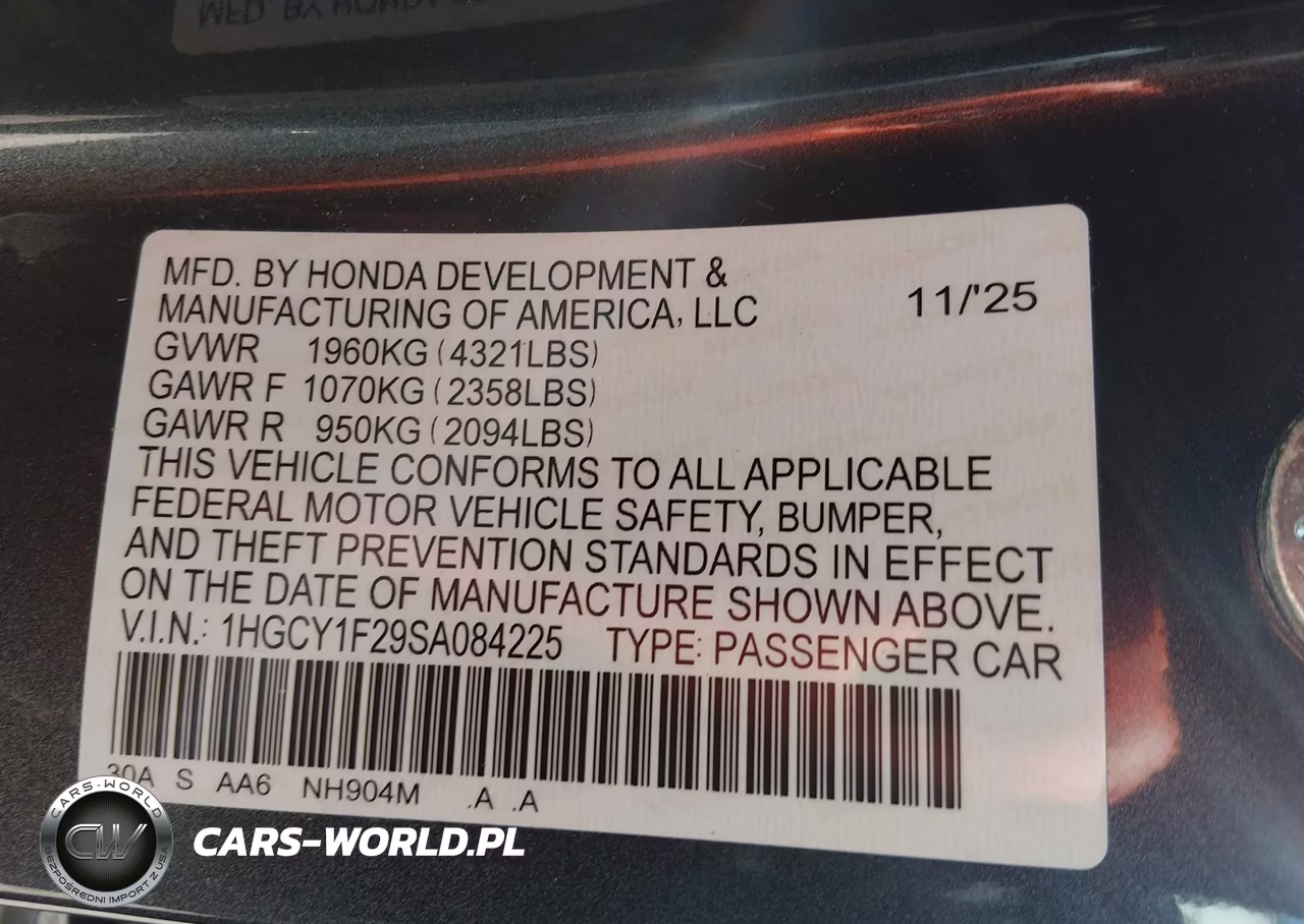 2025 Honda Accord Lx VIN:1HGCY1F29SA084225 - 9