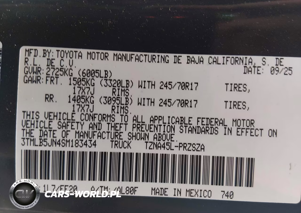2025 Toyota Tacoma Sr5 VIN:3TMLB5JN4SM183434 - 9