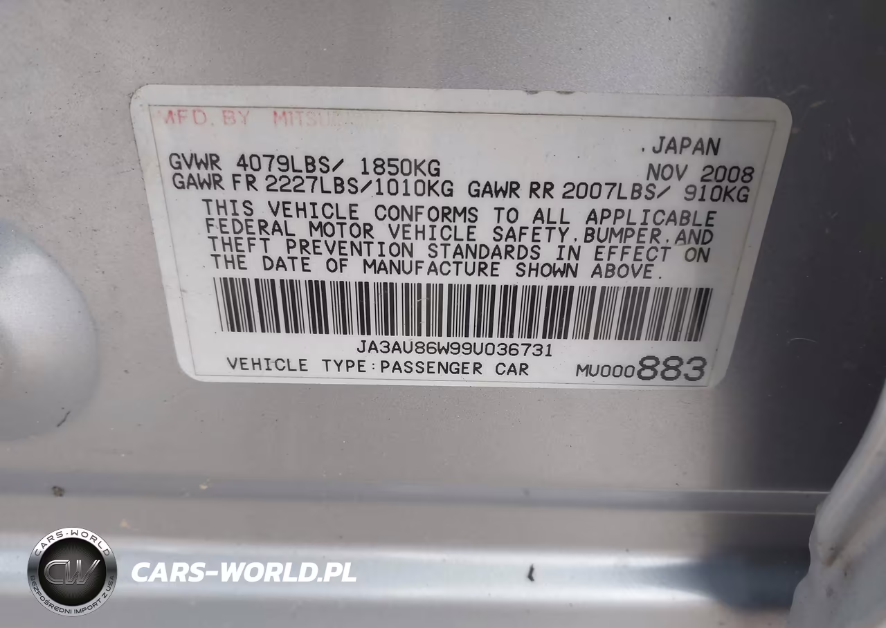 2009 Mitsubishi Lancer Gts VIN:JA3AU86W99U036731 - 9