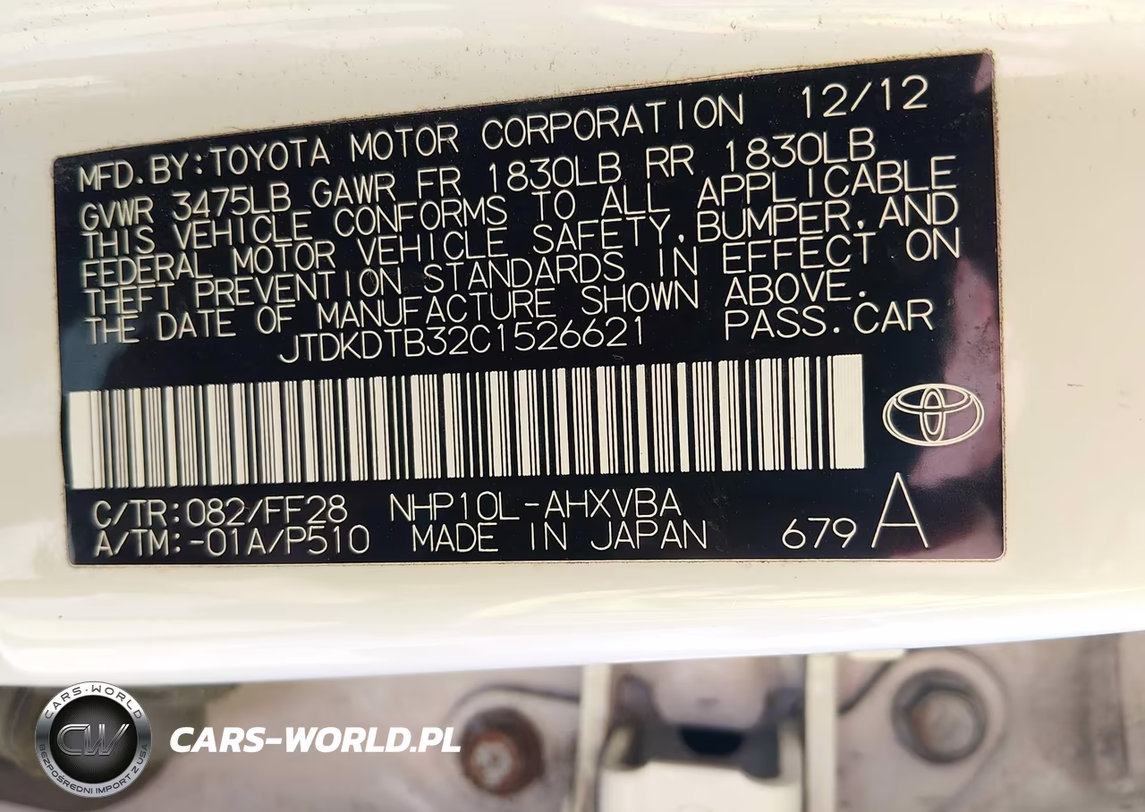 2012 Toyota Prius C Two VIN:JTDKDTB32C1526621 - 9