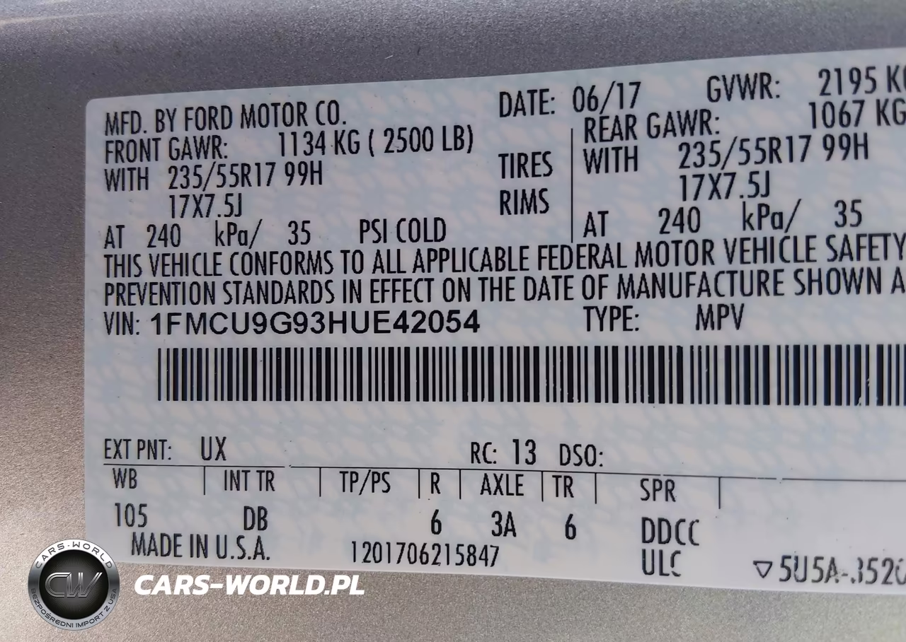 2017 Ford Escape Se VIN:1FMCU9G93HUE42054 - 9