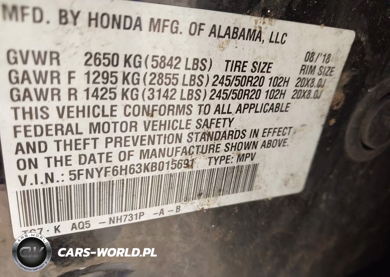 2019 Honda Pilot Touring VIN:5FNYF6H63KB015691 - 9