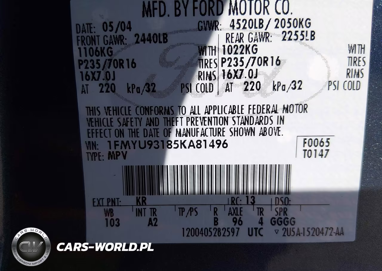 2005 Ford Escape Xlt VIN:1FMYU93185KA81496 - 9