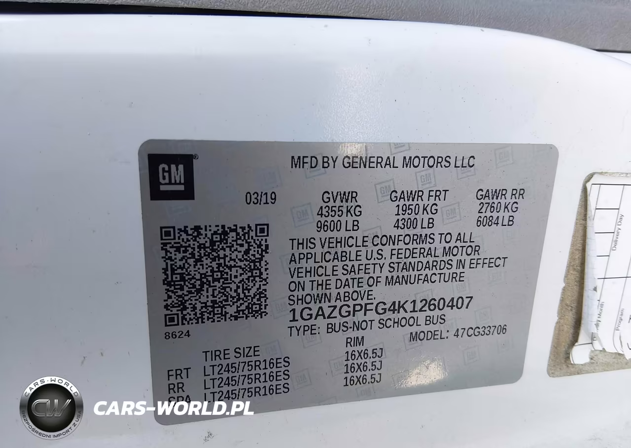 2019 Chevrolet Express G3500 Lt VIN:1GAZGPFG4K1260407 - 9