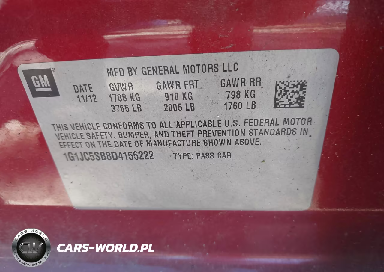 2013 Chevrolet Sonic Lt VIN:1G1JC5SB8D4156222 - 9