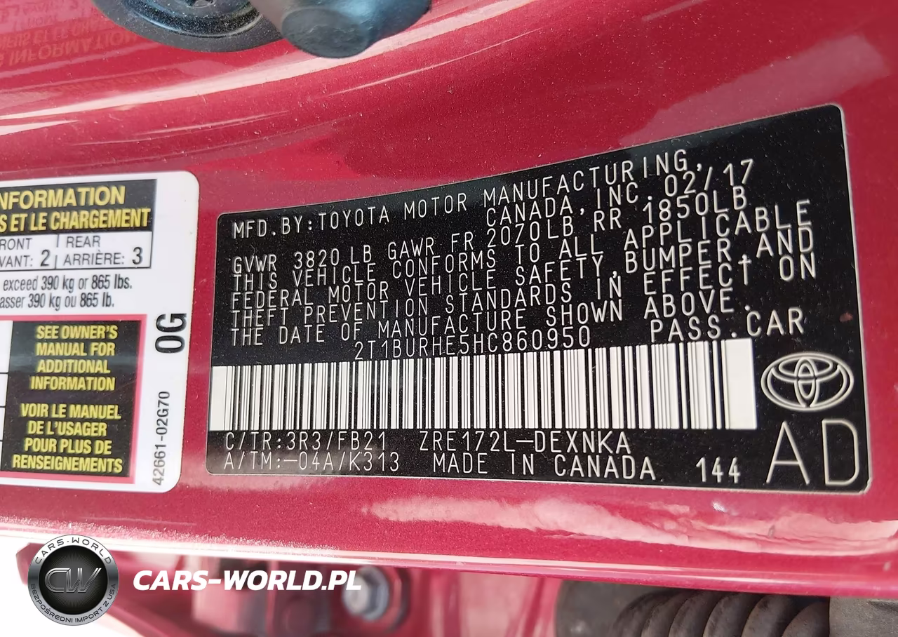 2017 Toyota Corolla Le VIN:2T1BURHE5HC860950 - 9