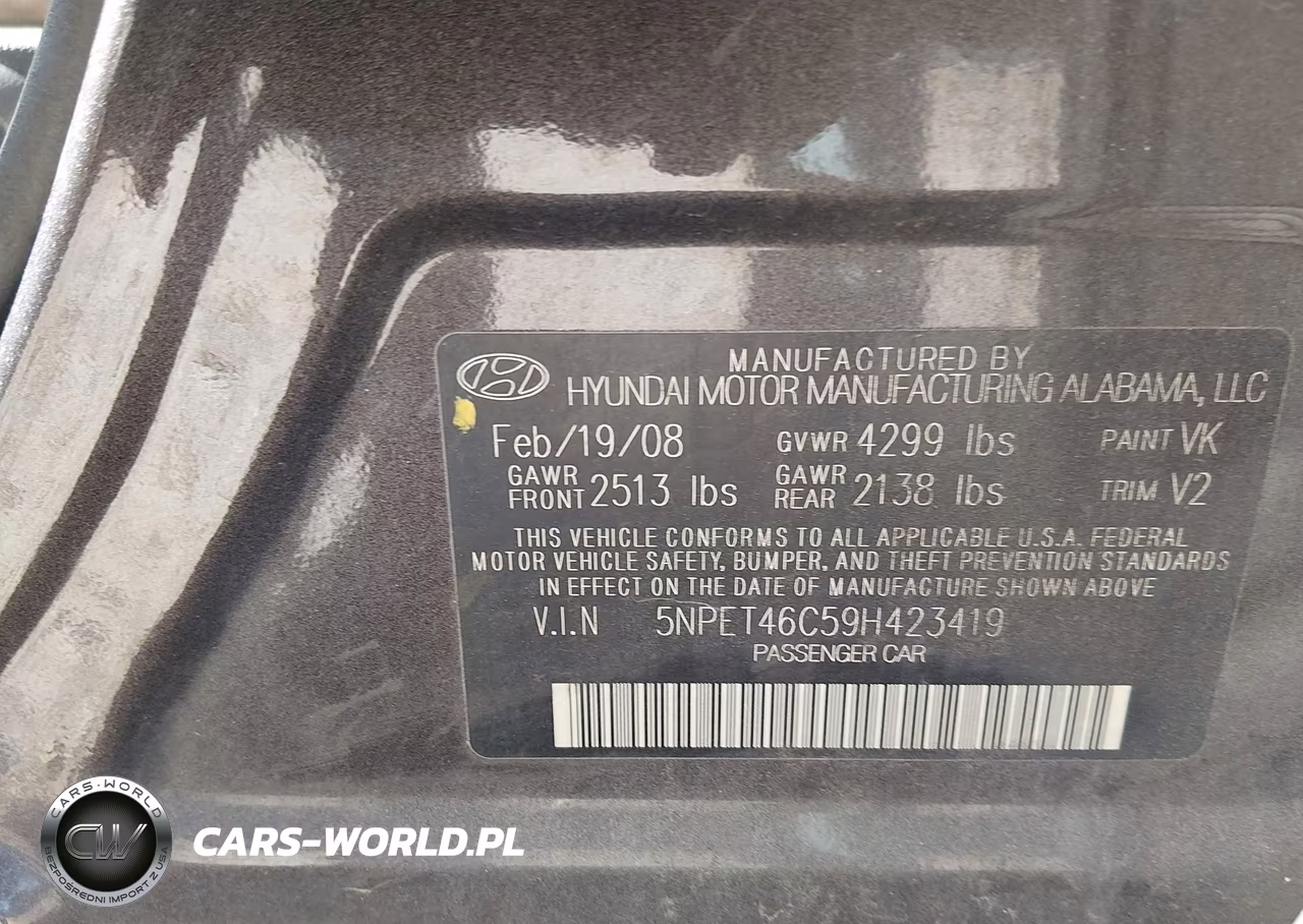 2009 Hyundai Sonata Gls VIN:5NPET46C59H423419 - 9