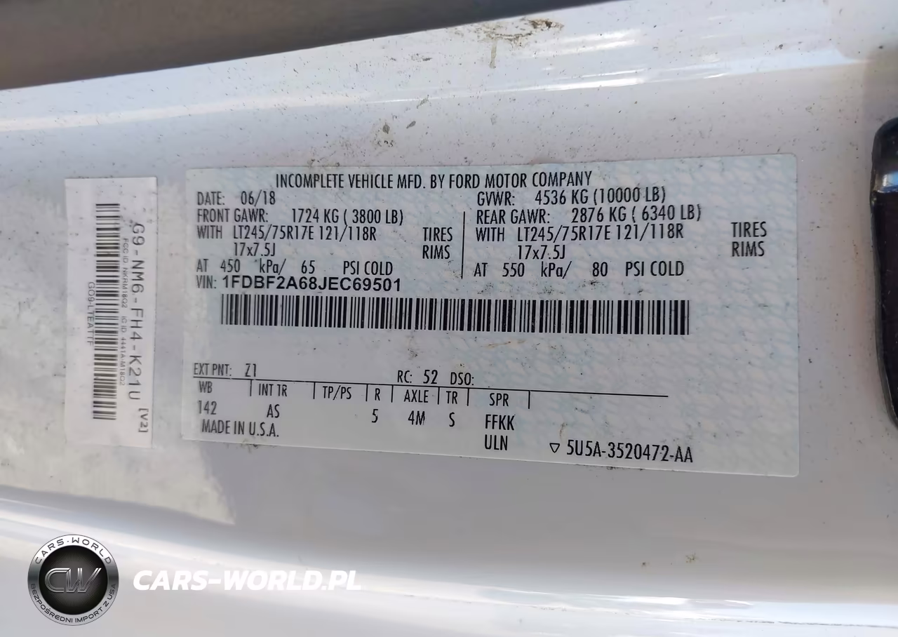 2018 Ford F250 Super Duty VIN:1FDBF2A68JEC69501 - 9