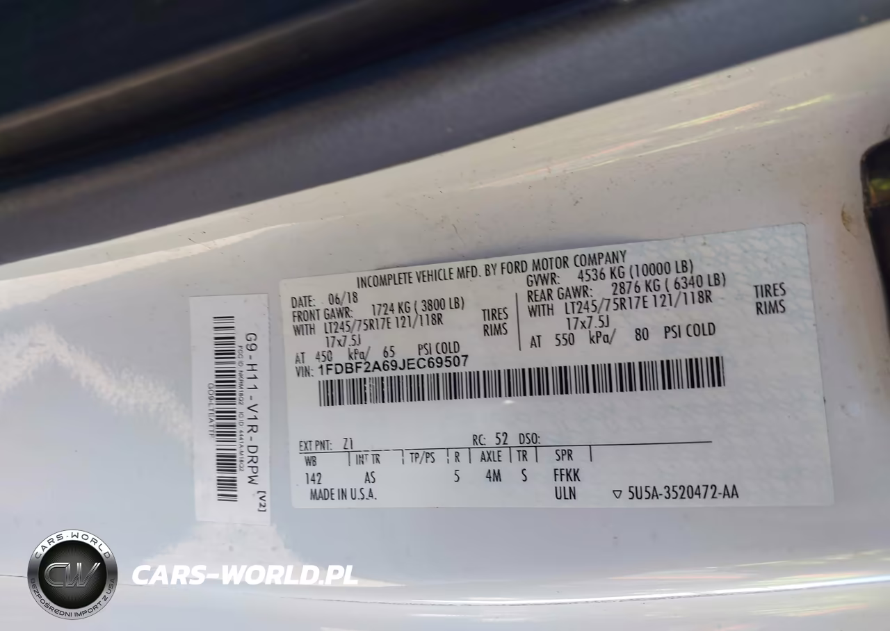 2018 Ford F-250 Xl VIN:1FDBF2A69JEC69507 - 9