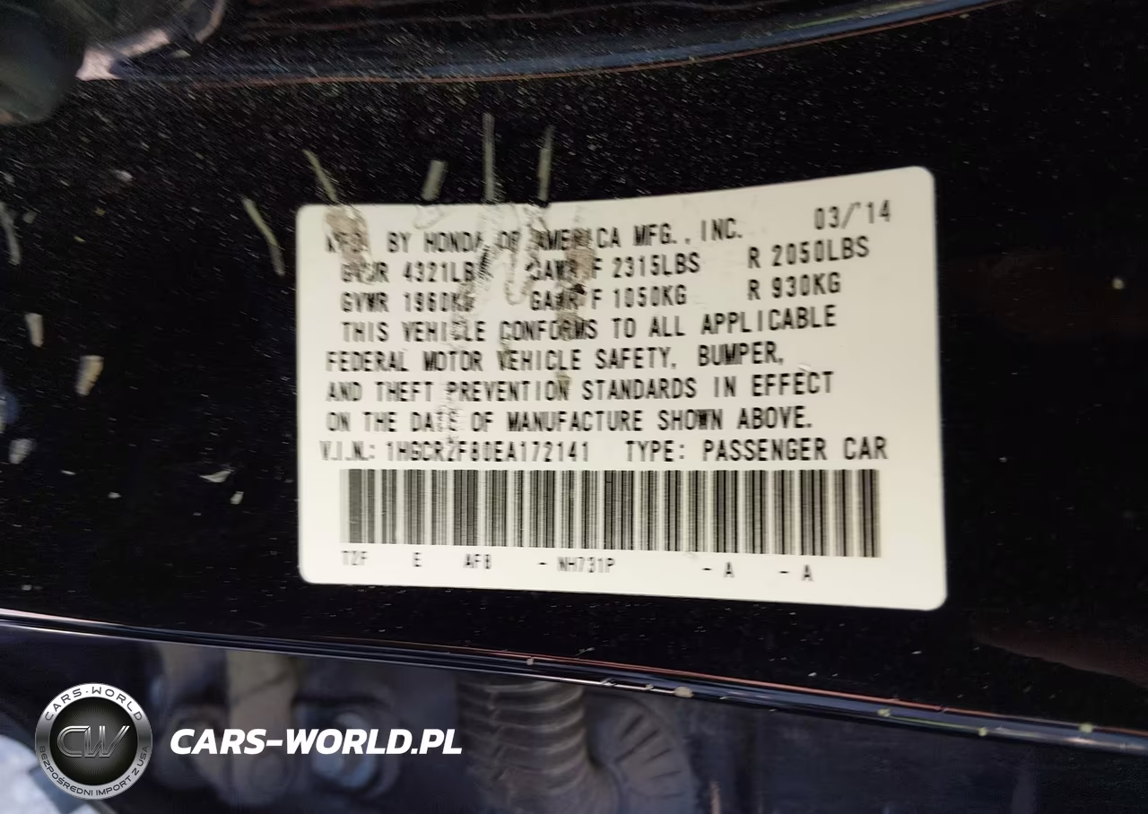 2014 Honda Accord Exl VIN:1HGCR2F80EA172141 - 9