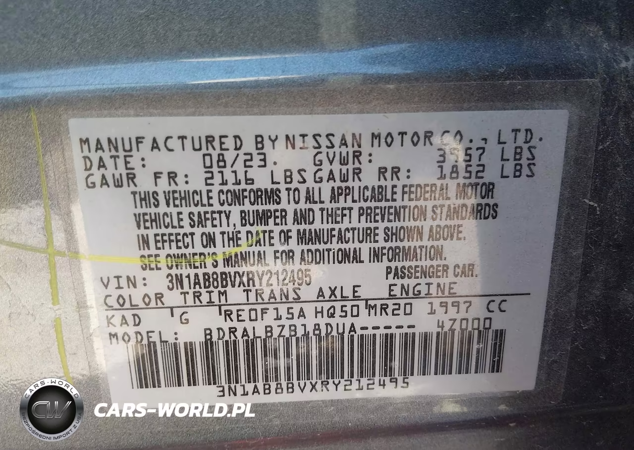 2024 Nissan Sentra S Xtronic Cvt VIN:3N1AB8BVXRY212495 - 9