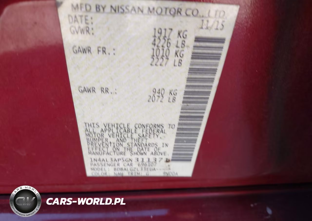 2016 Nissan Altima 2.5-2.5 S-2.5 Sl-2.5 Sr-2.5 Sv VIN:1N4AL3AP5GN311371 - 9