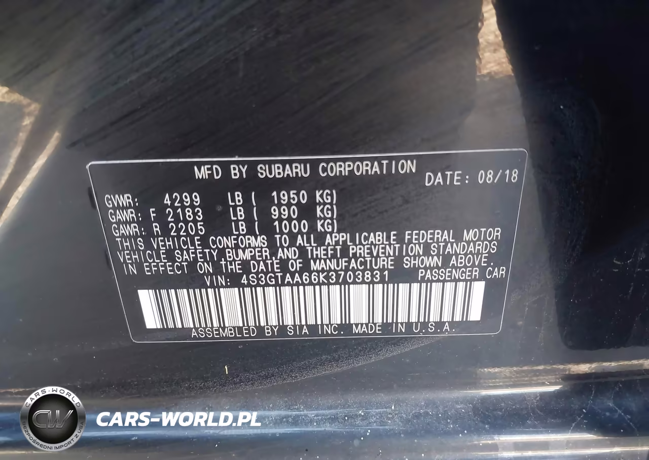 2019 Subaru Impreza VIN:4S3GTAA66K3703831 - 9