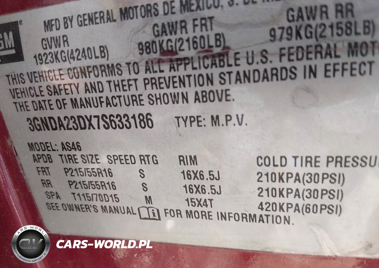 2007 Chevrolet Hhr Lt VIN:3GNDA23DX7S633186 - 9