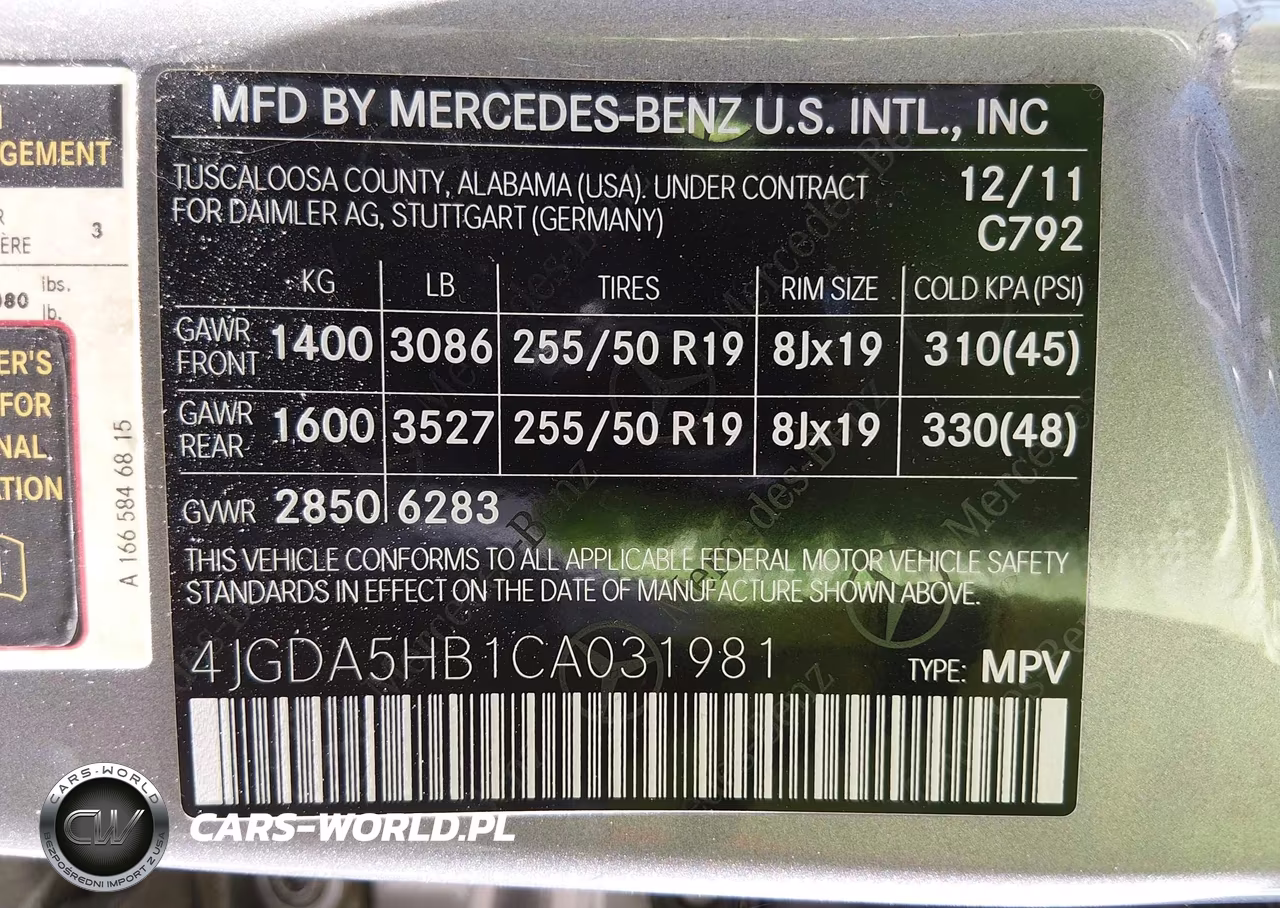 2012 Mercedes-Benz Ml 350 4Matic VIN:4JGDA5HB1CA031981 - 9