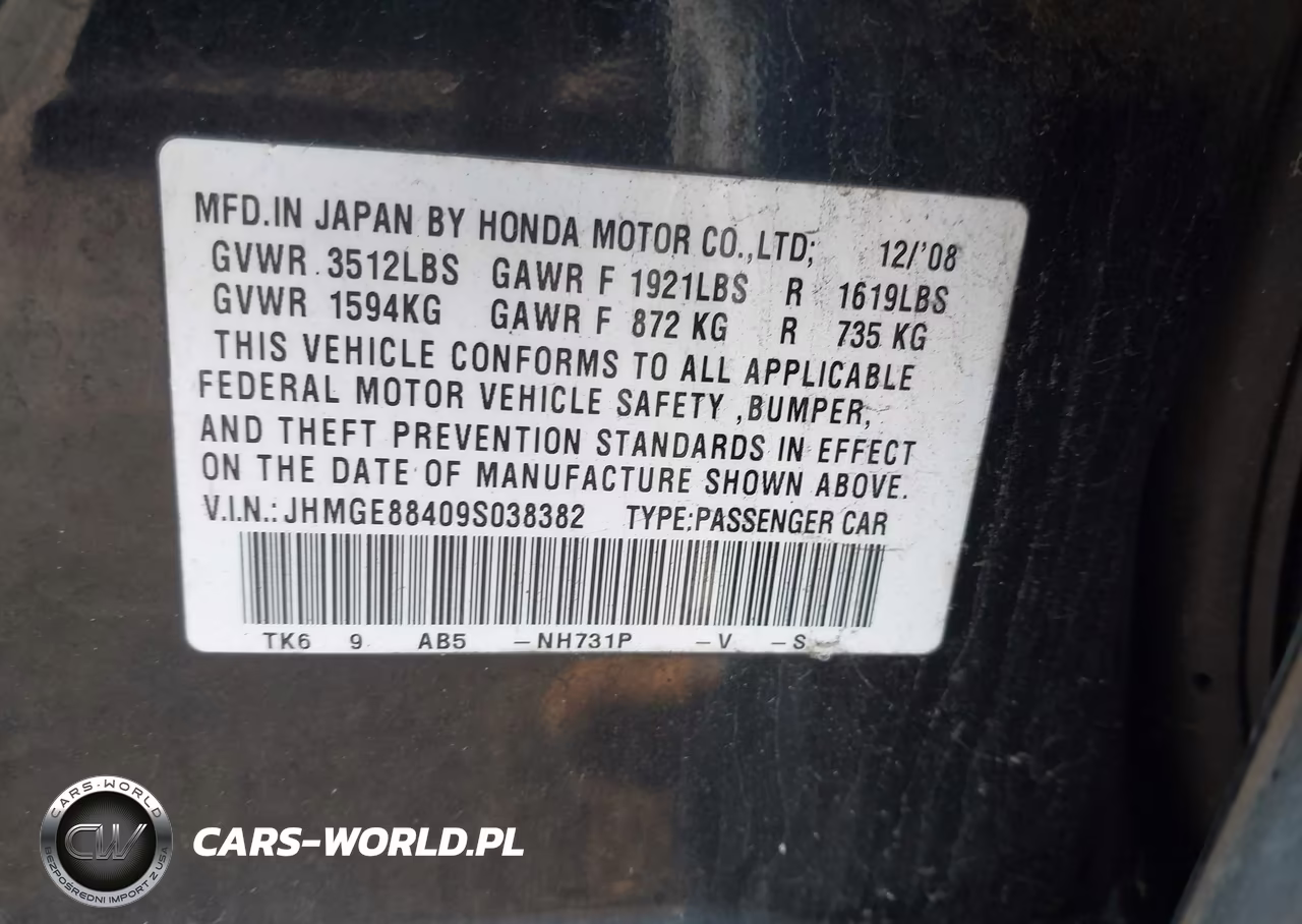 2009 Honda Fit Sport VIN:JHMGE88409S038382 - 9