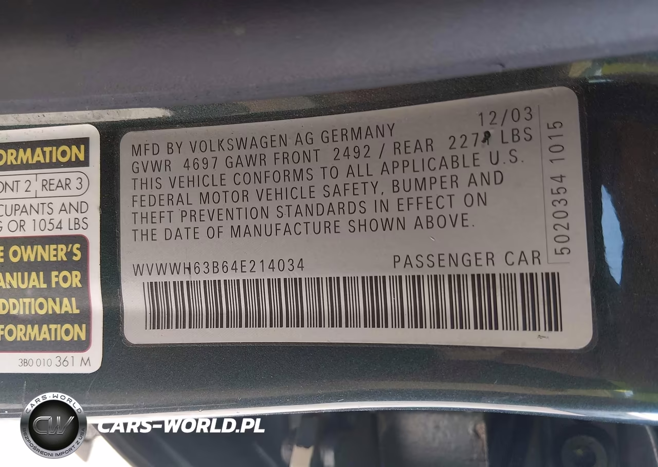 2004 Volkswagen Passat Glx VIN:WVWWH63B64E214034 - 9