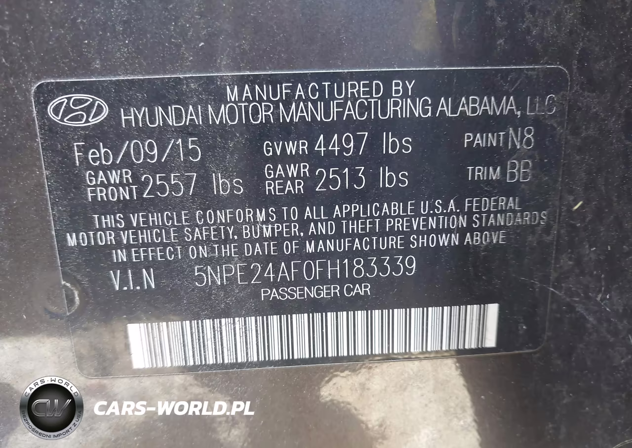 2015 Hyundai Sonata Se VIN:5NPE24AF0FH183339 - 9