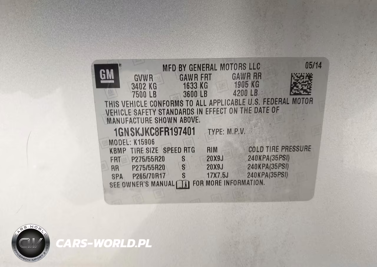 2015 Chevrolet Suburban 1500 Lt VIN:1GNSKJKC8FR197401 - 9