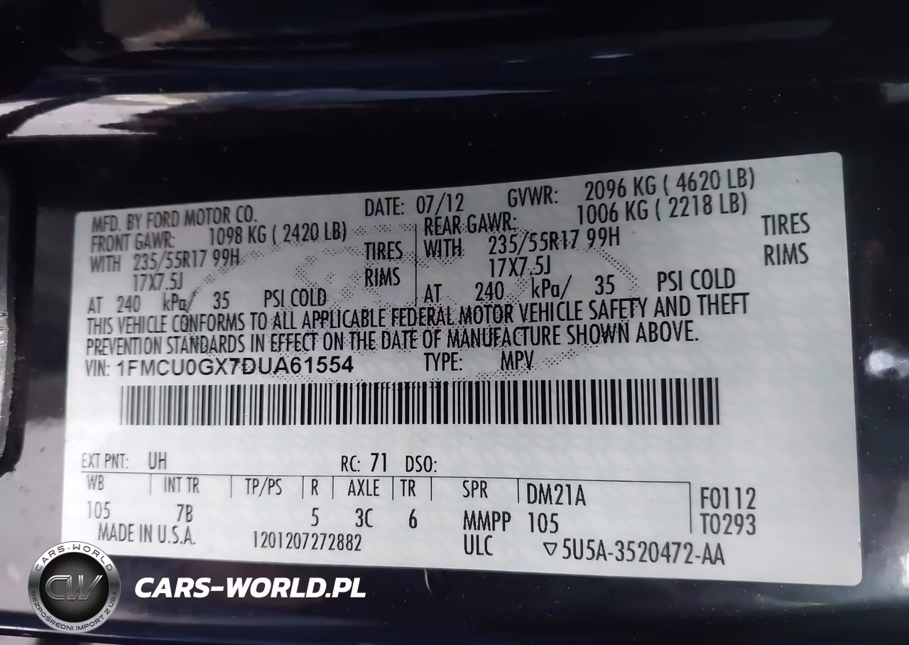 2013 Ford Escape Se VIN:1FMCU0GX7DUA61554 - 9