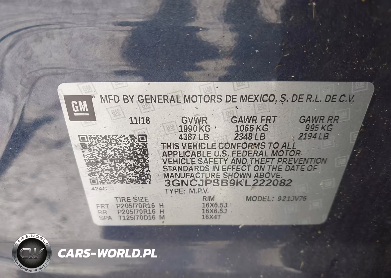 2019 Chevrolet Trax 1Lt VIN:3GNCJPSB9KL222082 - 9
