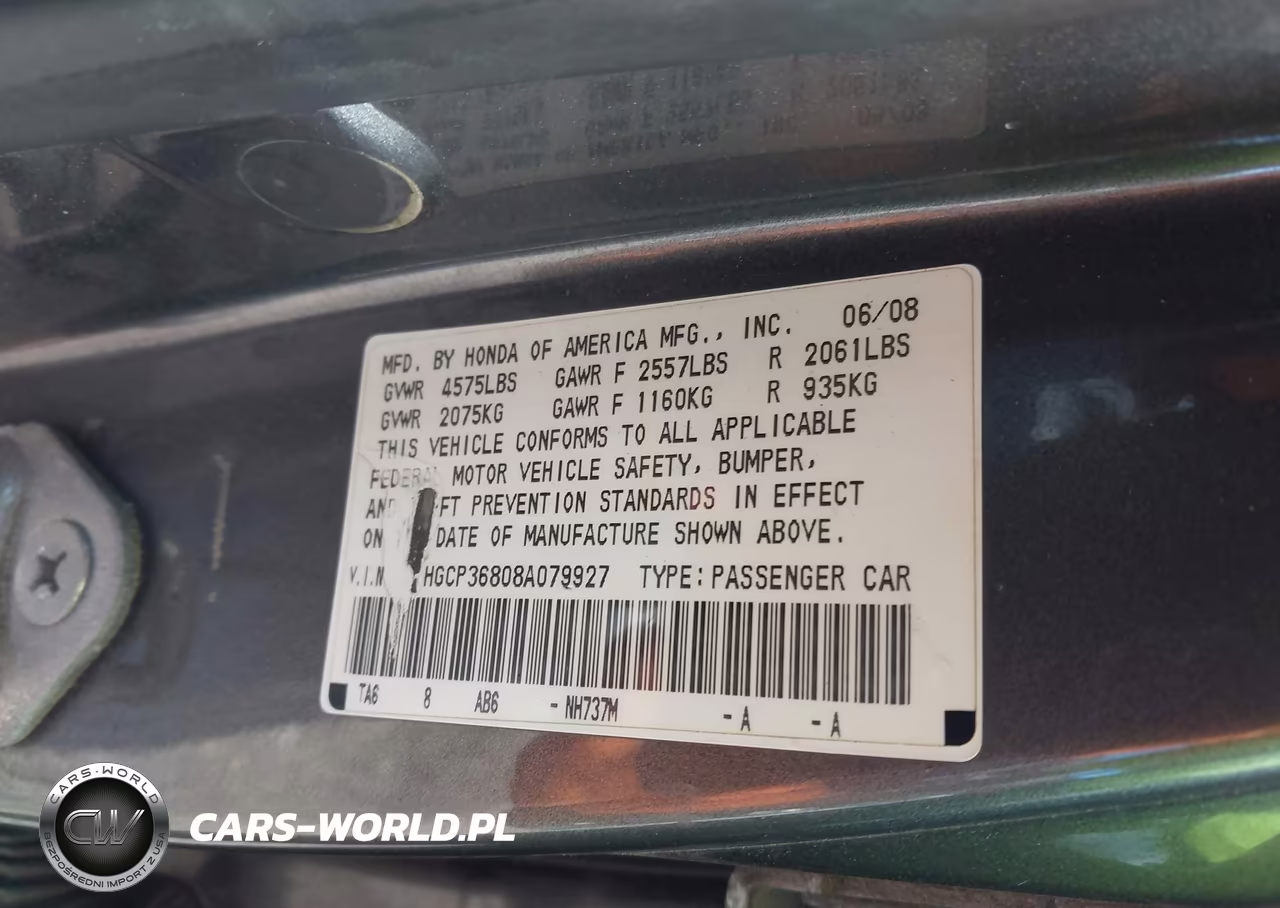 2008 Honda Accord 3.5 Ex-L VIN:1HGCP36808A079927 - 9