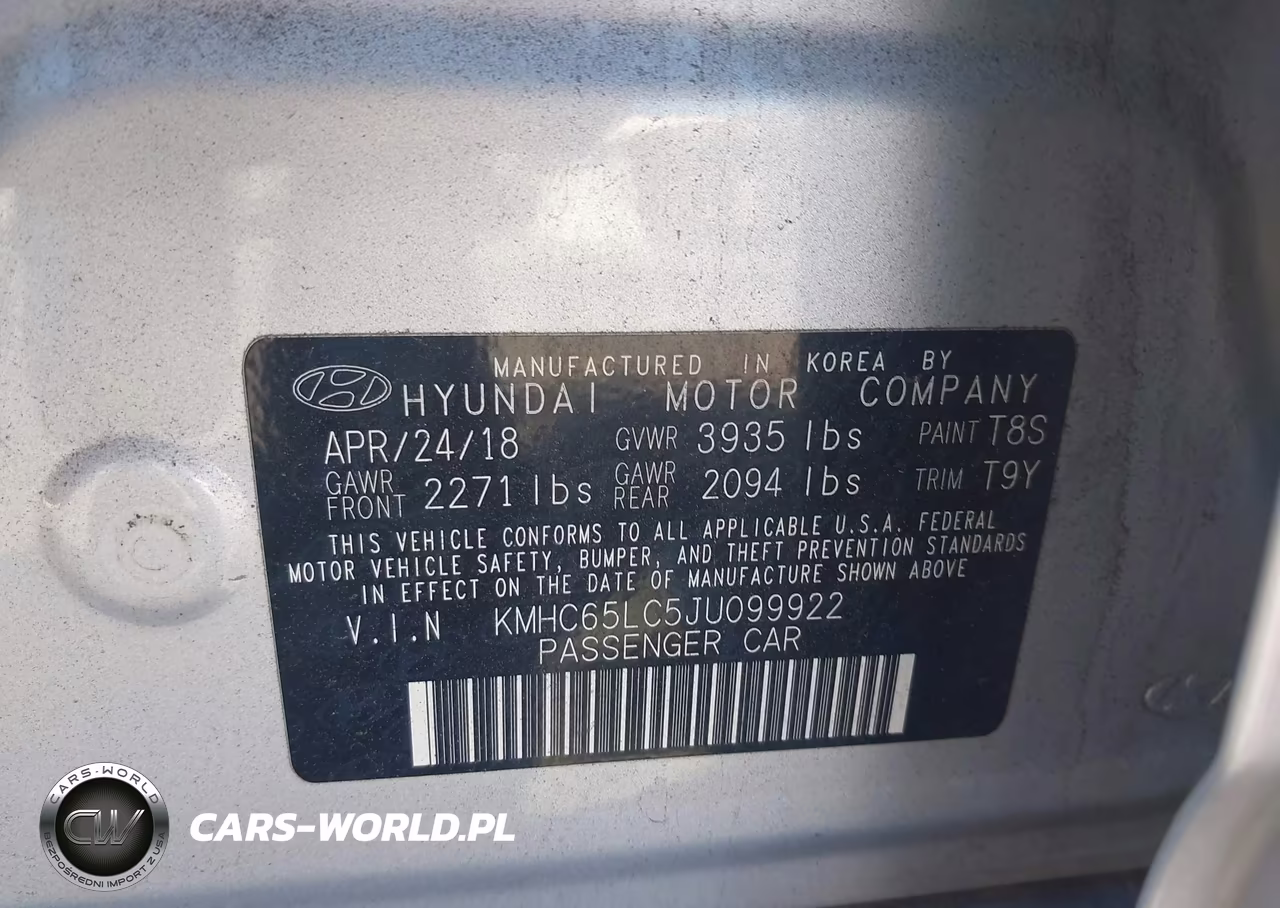 2018 Hyundai Ioniq Blue VIN:KMHC65LC5JU099922 - 9