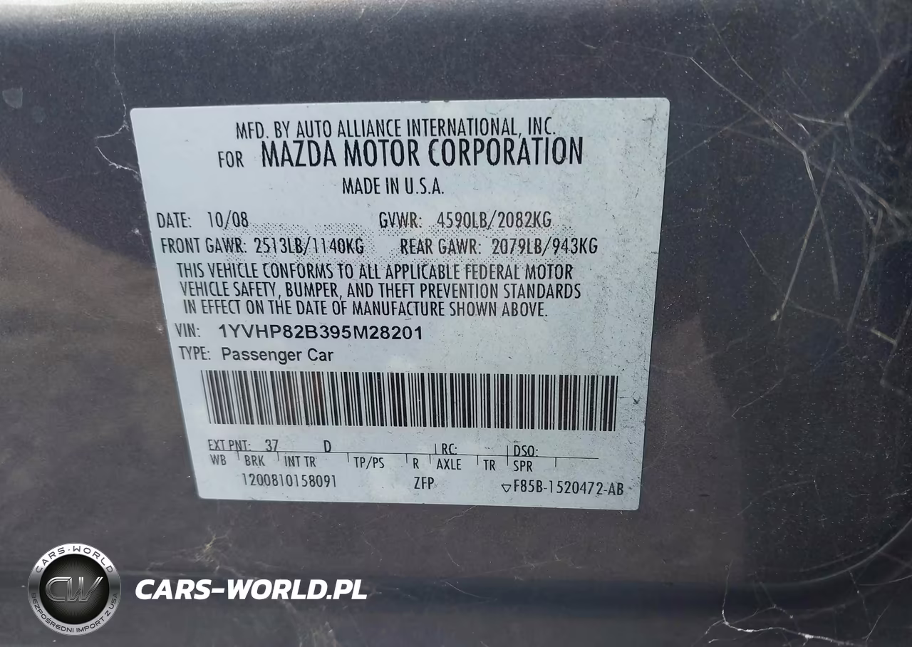 2009 Mazda Mazda6 S Grand Touring VIN:1YVHP82B395M28201 - 9