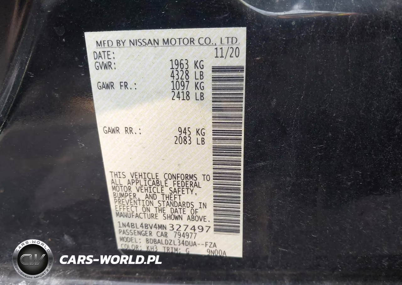 2021 Nissan Altima S Fwd VIN:1N4BL4BV4MN327497 - 9