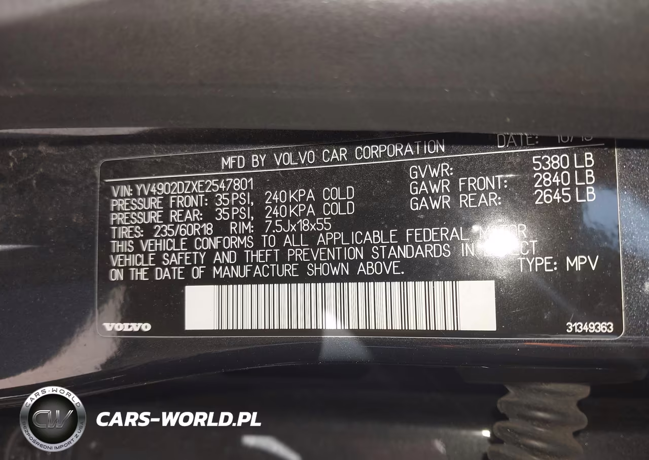 2014 Volvo Xc60 T6 R-Design VIN:YV4902DZXE2547801 - 9