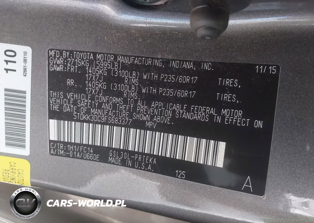 2015 Toyota Sienna Le 8 Passenger VIN:5TDKK3DC9FS683377 - 9