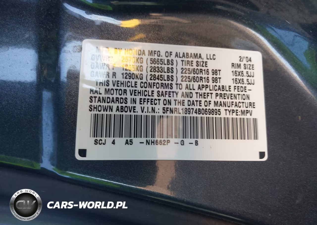 2004 Honda Odyssey Ex-L VIN:5FNRL18974B069895 - 9