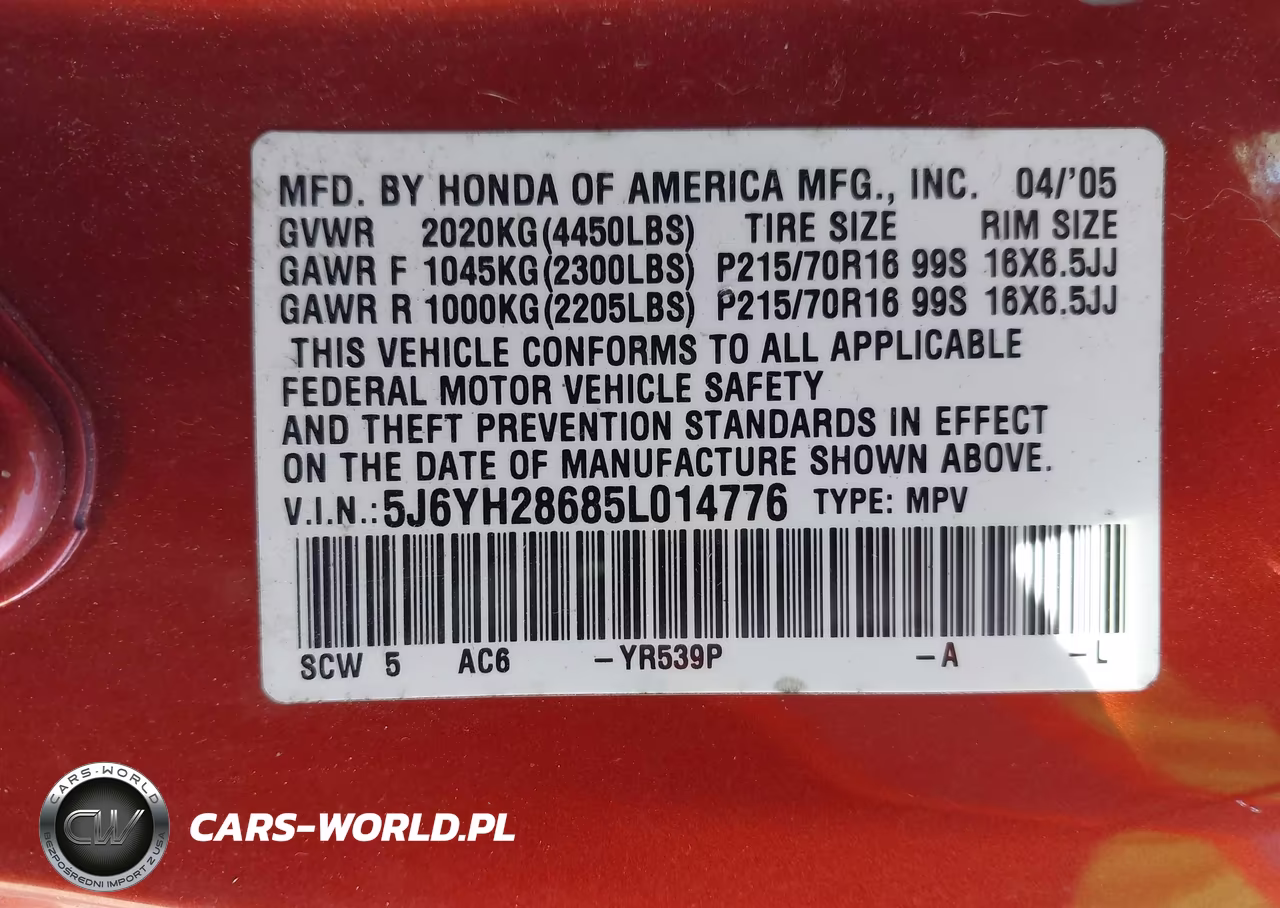 2005 Honda Element Ex VIN:5J6YH28685L014776 - 9