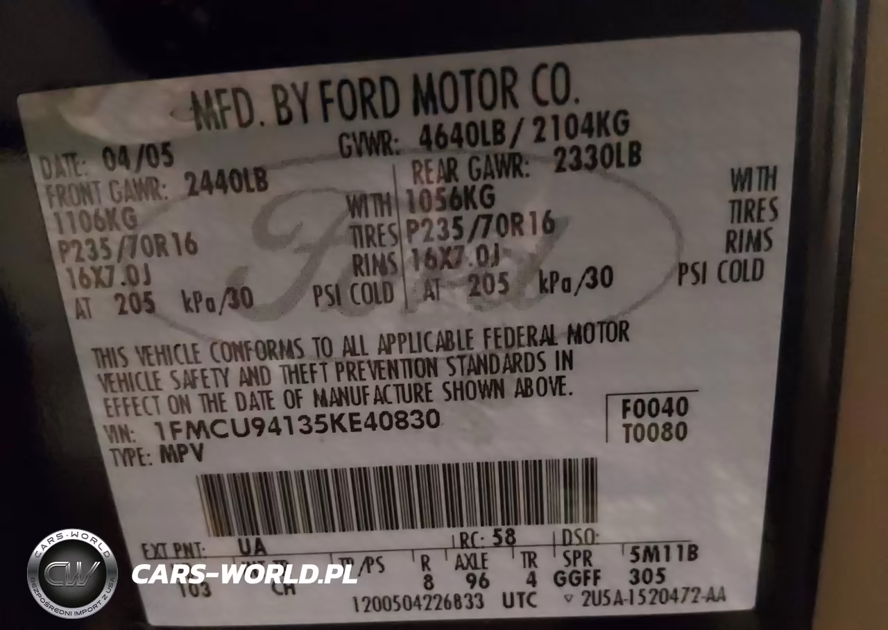 2005 Ford Escape Limited VIN:1FMCU94135KE40830 - 9