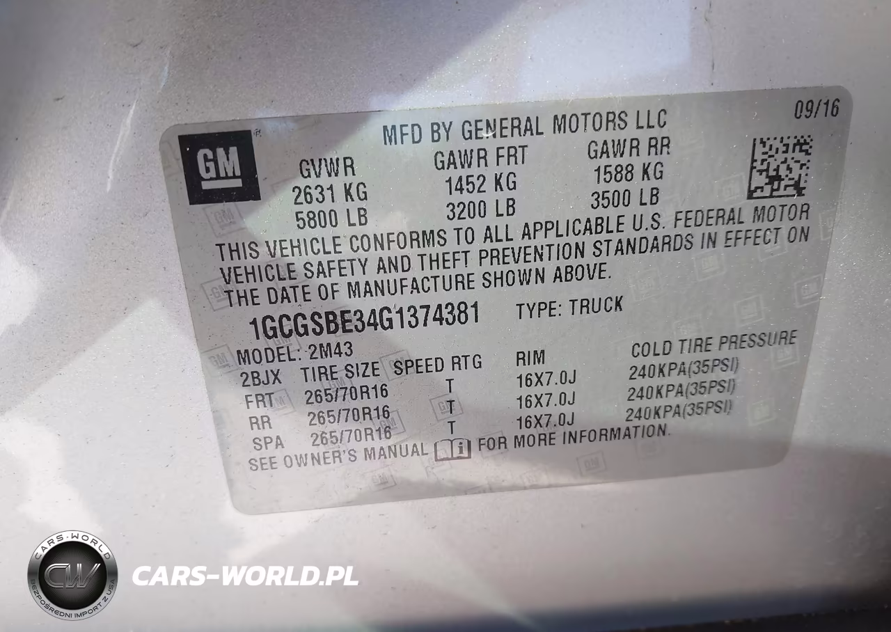 2016 Chevrolet Colorado Wt VIN:1GCGSBE34G1374381 - 9
