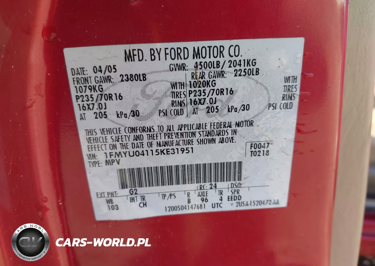 2005 Ford Escape Limited VIN:1FMYU04115KE31951 - 9