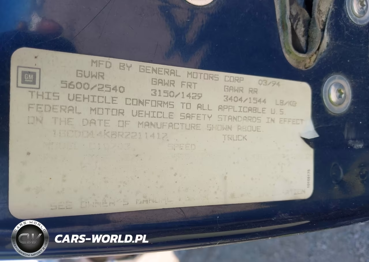 1994 Chevrolet Gmt-400 C1500 VIN:1GCDC14K8RZ211417 - 9