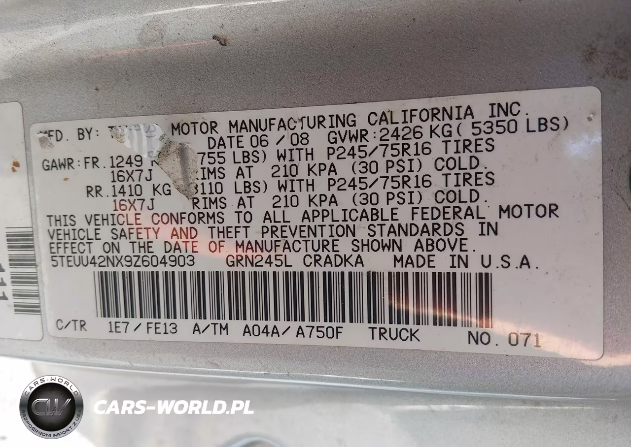 2009 Toyota Tacoma V6 VIN:5TEUU42NX9Z604903 - 9