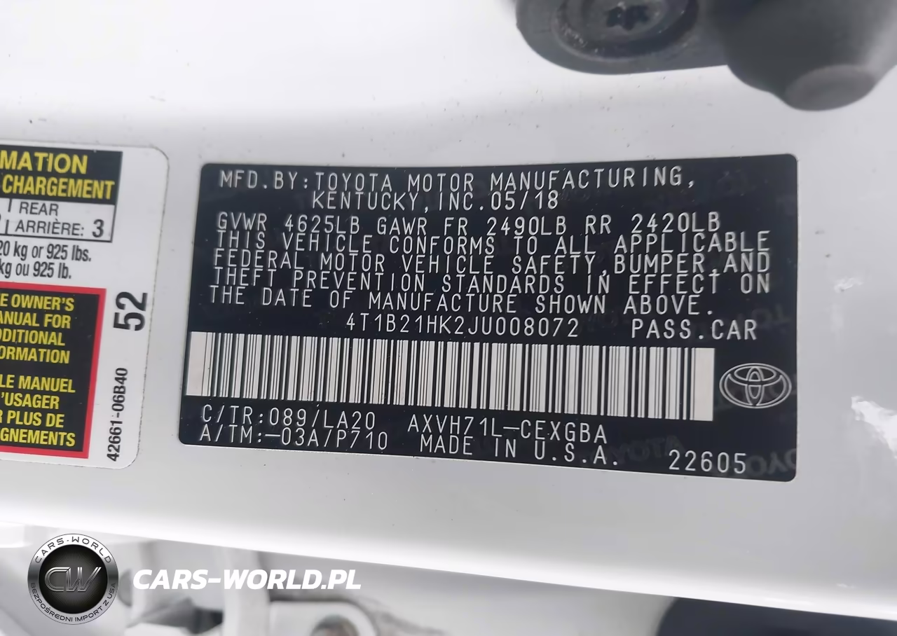 2018 Toyota Camry Hybrid Xle VIN:4T1B21HK2JU008072 - 9