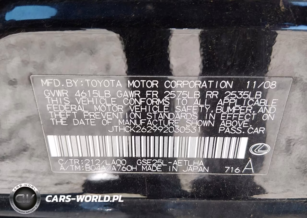 2009 Lexus Is 250 VIN:JTHCK262992030531 - 9
