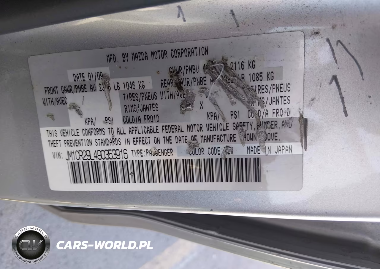2009 Mazda Mazda5 Sport VIN:JM1CR29L490353916 - 9
