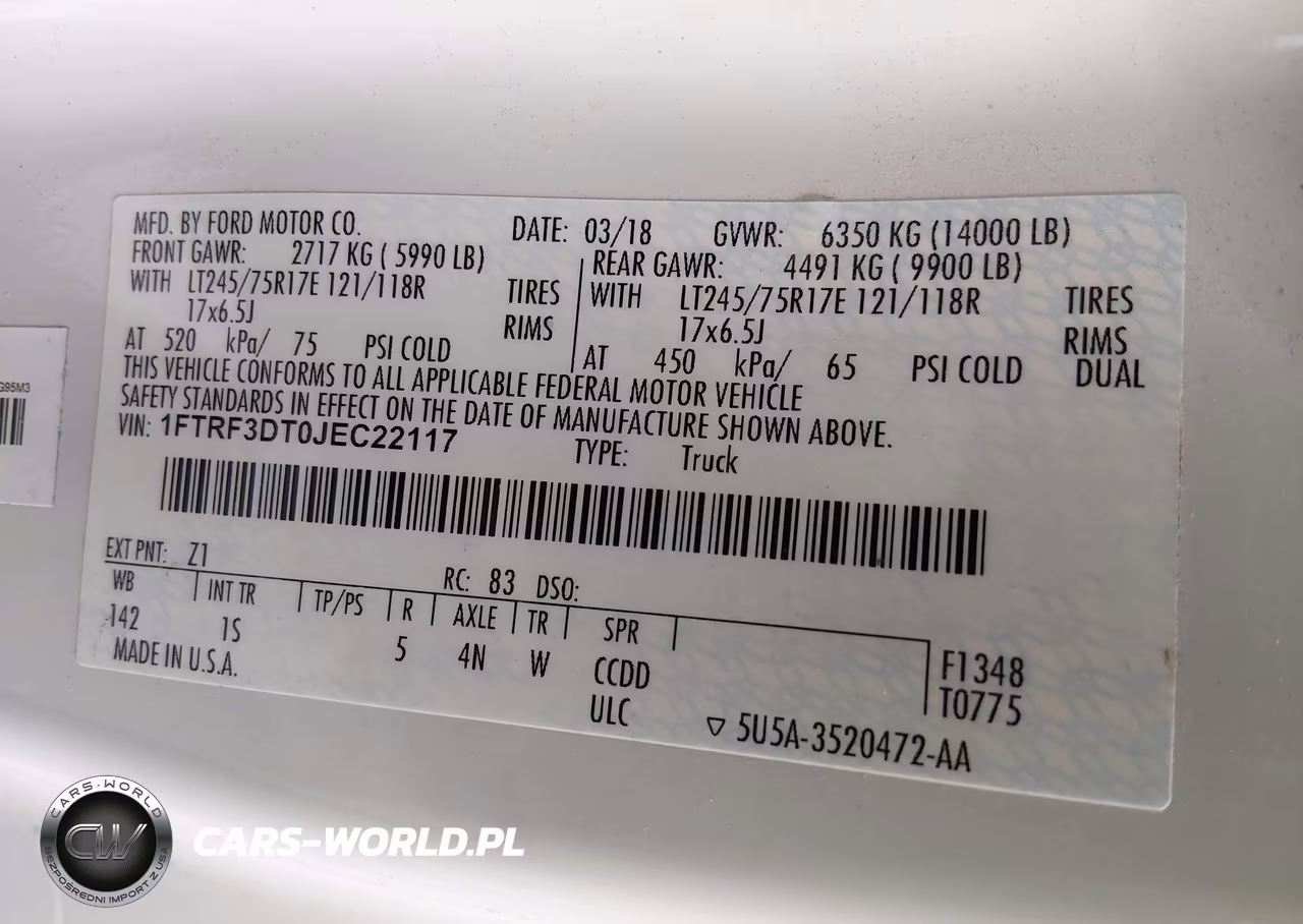 2018 Ford F-350 Xl VIN:1FTRF3DT0JEC22117 - 9