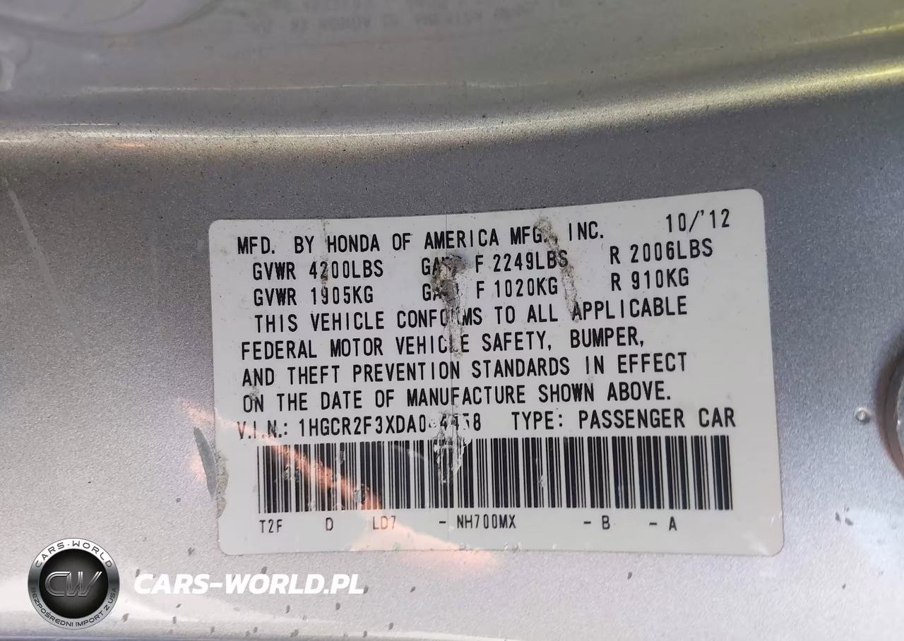 2013 Honda Accord Lx VIN:1HGCR2F3XDA044458 - 9