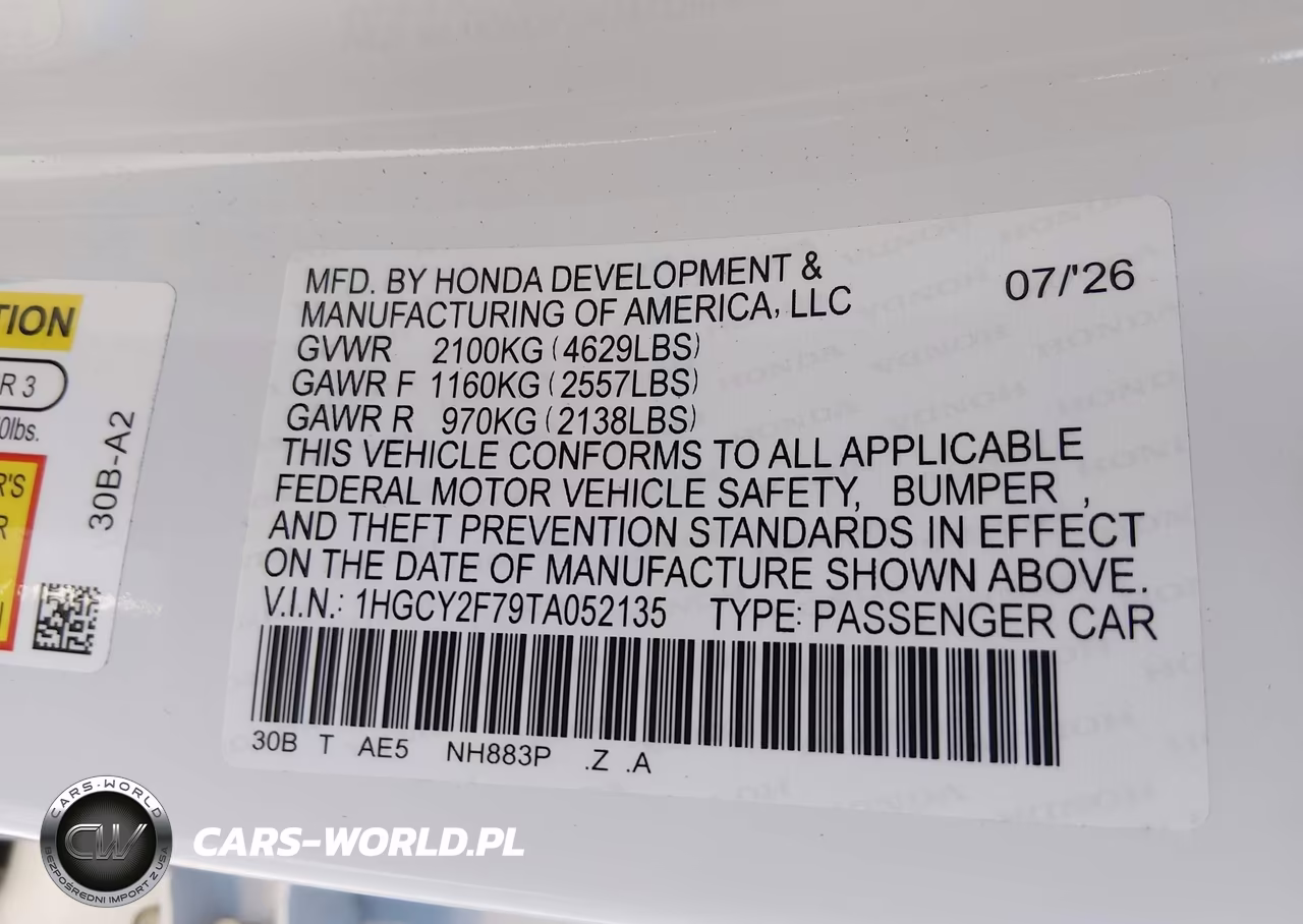 2026 Honda Accord Hybrid Sport-L VIN:1HGCY2F79TA052135 - 9
