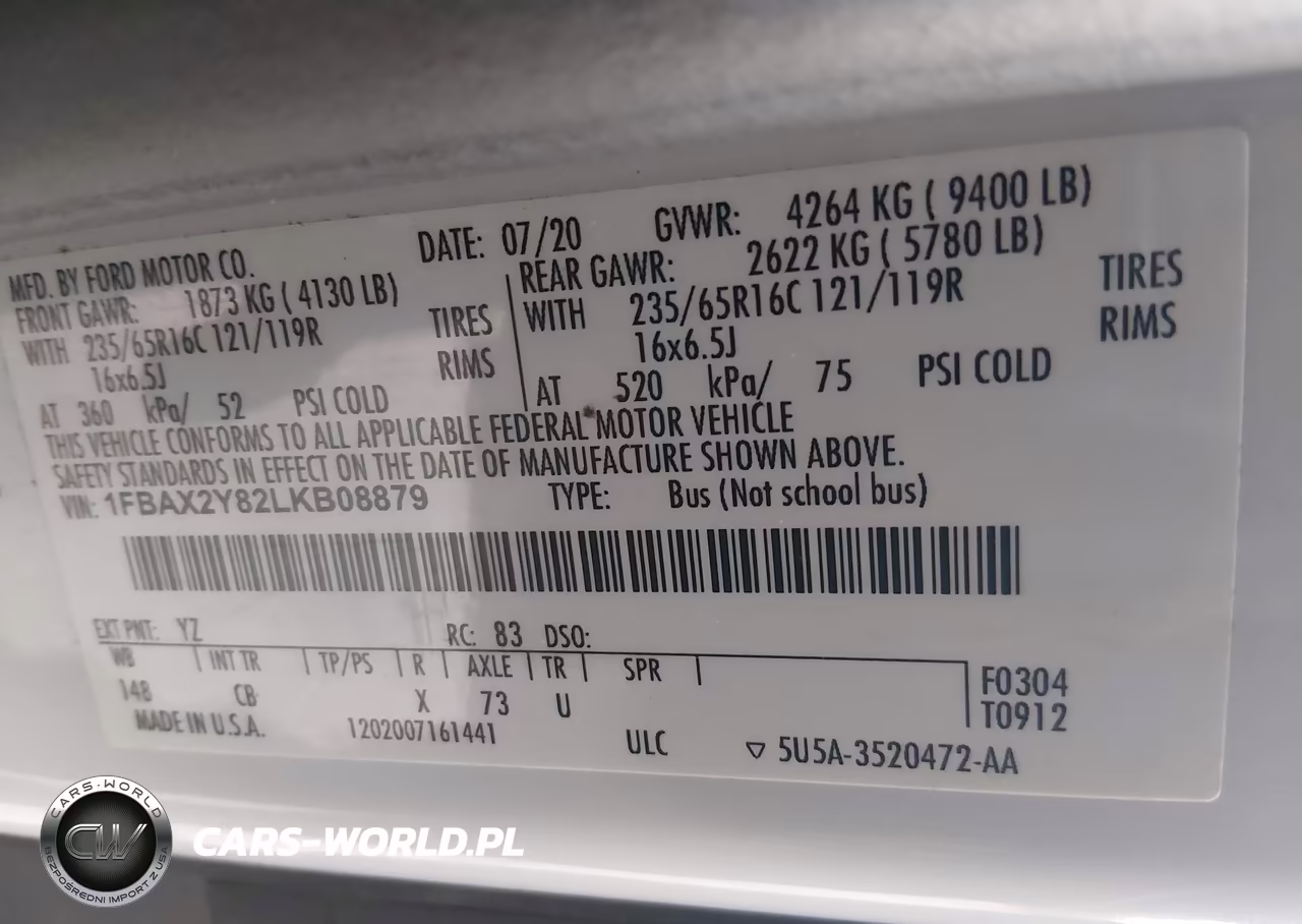 2020 Ford Transit-350 Passenger Van Xl VIN:1FBAX2Y82LKB08879 - 9