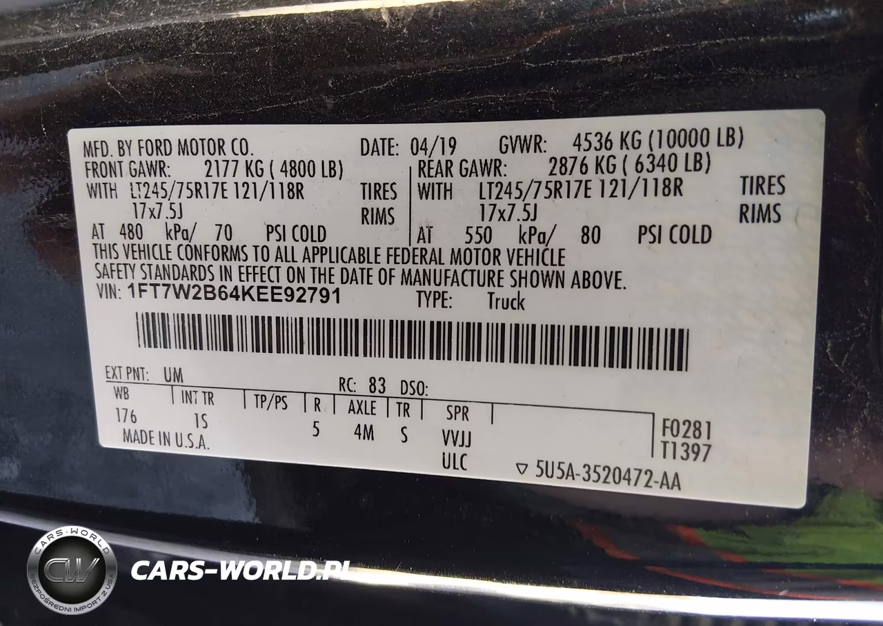 2019 Ford F-250 Xl VIN:1FT7W2B64KEE92791 - 9